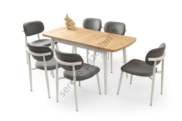 1318-2441 - Kelebek Masa Sandalye Takımı - Meşe/Beyaz