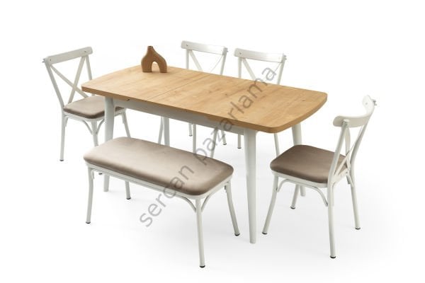 1318-7537-2353 - Kelebek Masa Sandalye Takımı - Meşe/Beyaz
