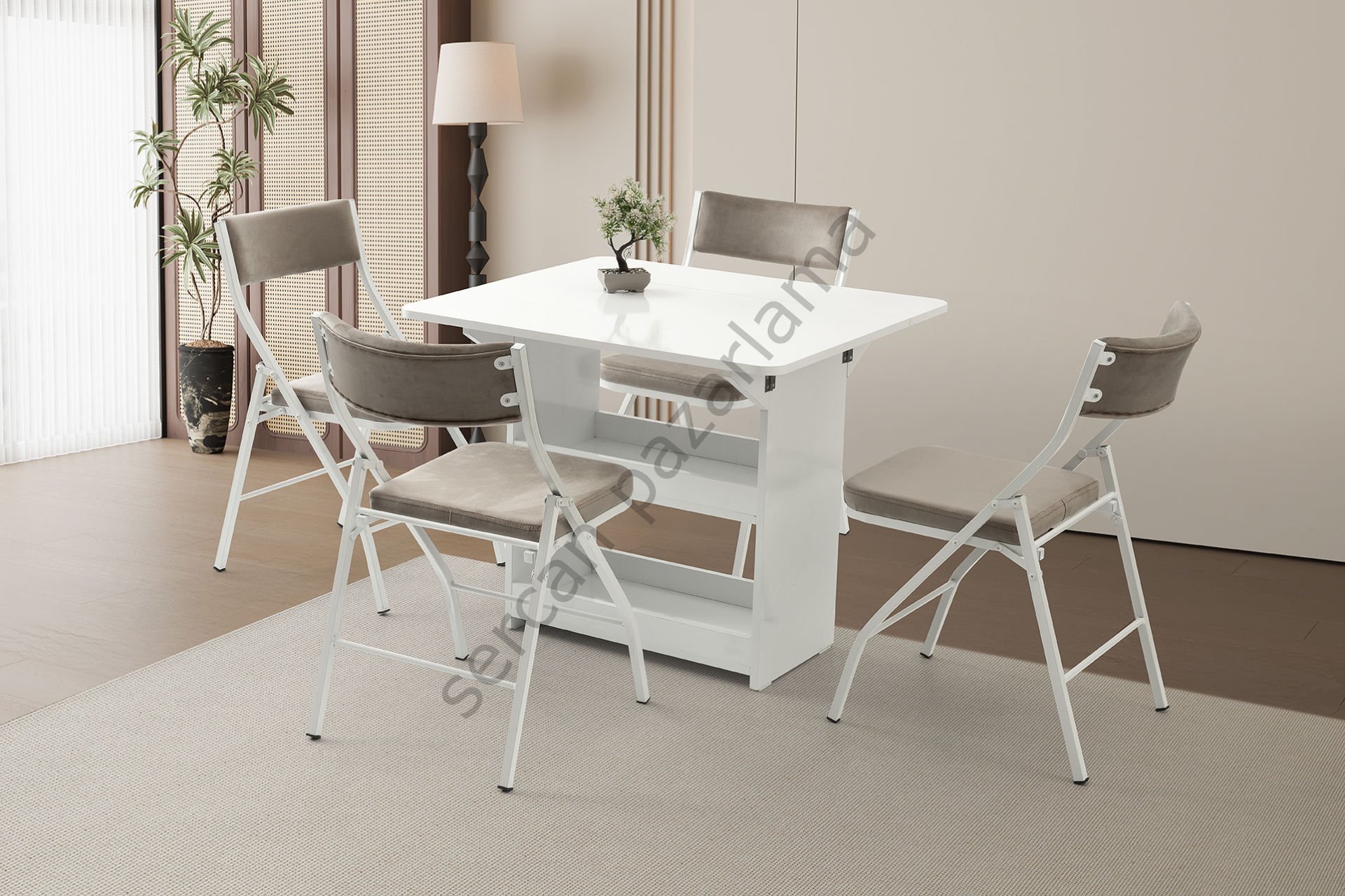 1321-2342 - İzmir Klasik Masa Sandalye Takımı - Beyaz