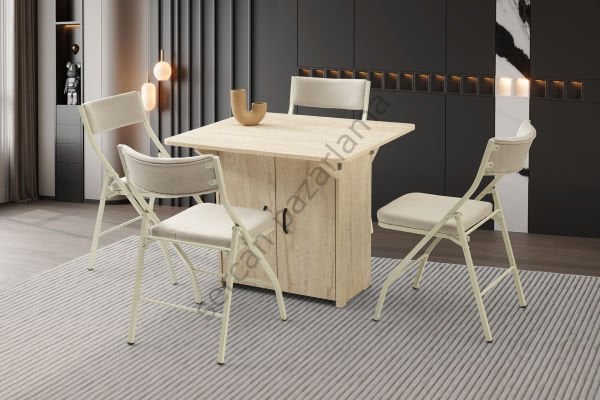 1328-2347 - İzmir Dolaplı Masa Sandalye Takımı - Traverten