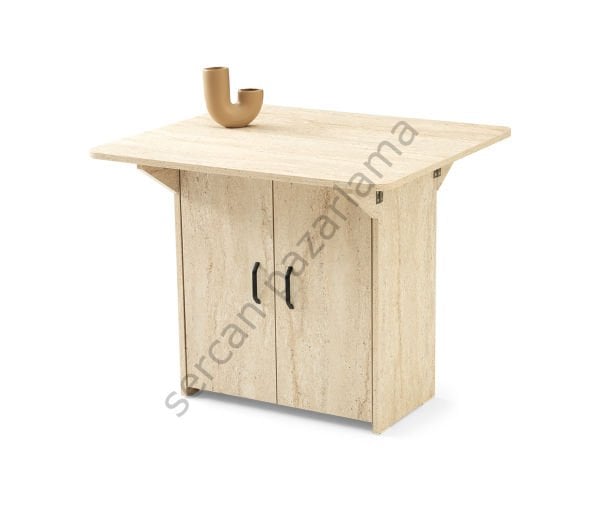 1328-2347 - İzmir Dolaplı Masa Sandalye Takımı - Traverten