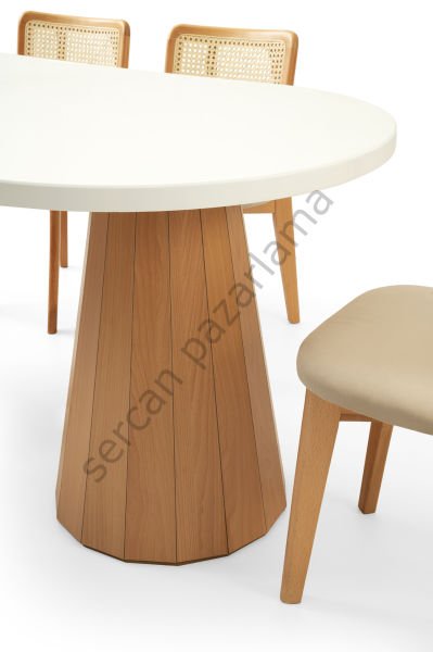 1371-2031 - Lora Masa Sandalye Takımı - Beyaz/Naturel