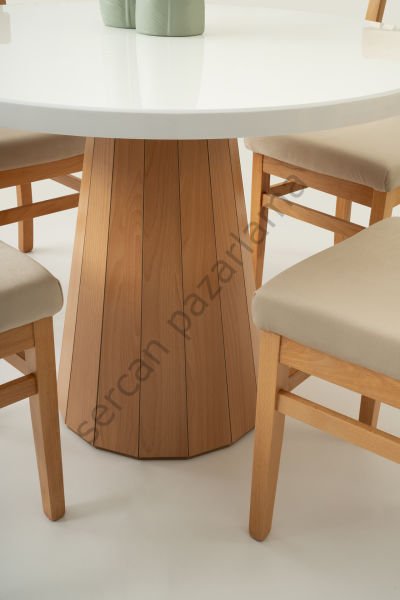 1381-2052 - Bohem Masa Sandalye Takımı - Beyaz/Naturel