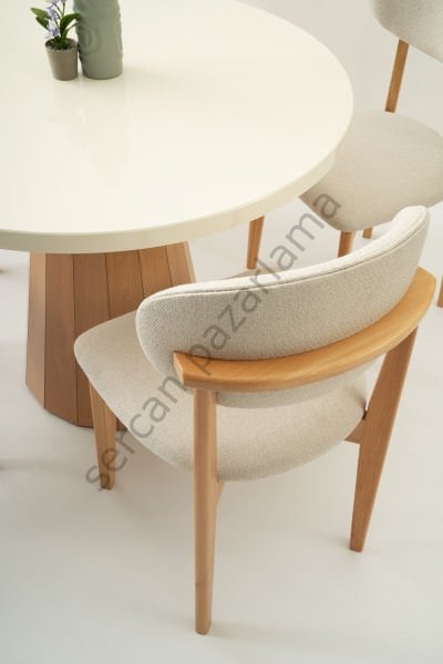 1383-2021 - Bohem Masa Sandalye Takımı - Ekru/Naturel