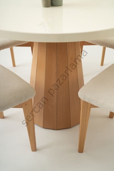 1383-2021 - Bohem Masa Sandalye Takımı - Ekru/Naturel