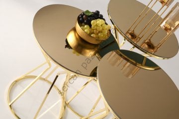 8043 - Kum Saati Sehpa - Gold/Bronz Ayna