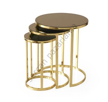 8022 - Sedef Sehpa - Gold/Bronz Ayna