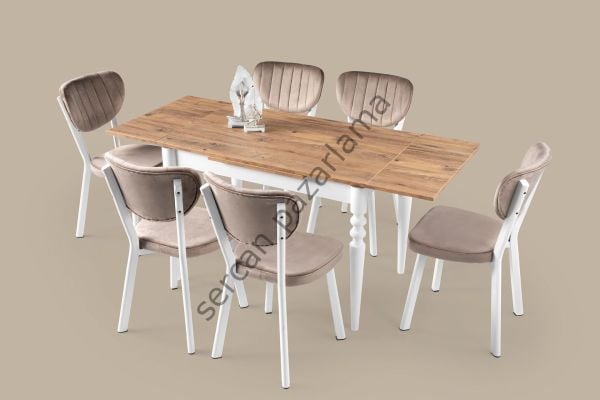 1174-2318 - Didim Masa Sandalye Takımı - Çam/Beyaz