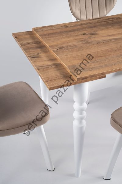 1174-2318 - Didim Masa Sandalye Takımı - Çam/Beyaz