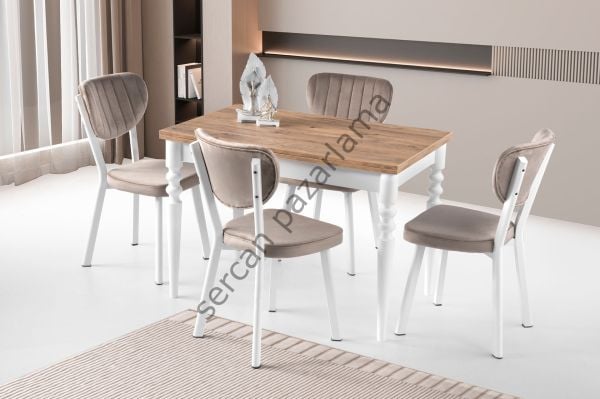 1174-2318 - Didim Masa Sandalye Takımı - Çam/Beyaz