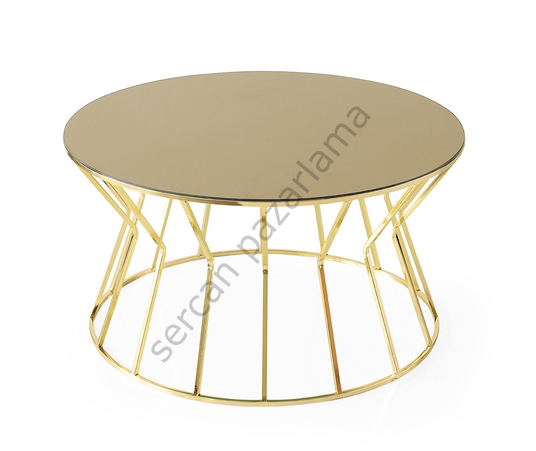4423 - Kum Saati Orta Sehpa - Gold/Bronz Ayna