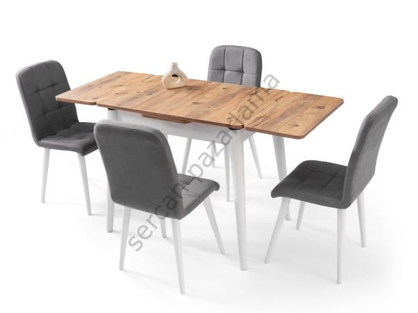 1564-2145 - Nilüfer Masa Sandalye Takımı - Çam/Beyaz