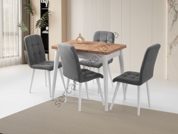 1564-2145 - Nilüfer Masa Sandalye Takımı - Çam/Beyaz