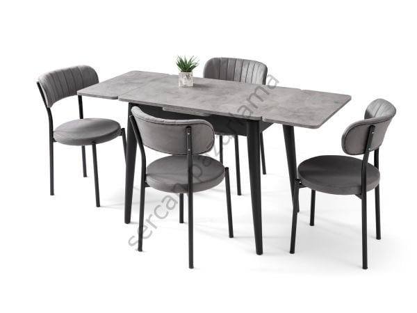 1565-2387 - Nilüfer Masa Sandalye Takımı - Gri/Siyah