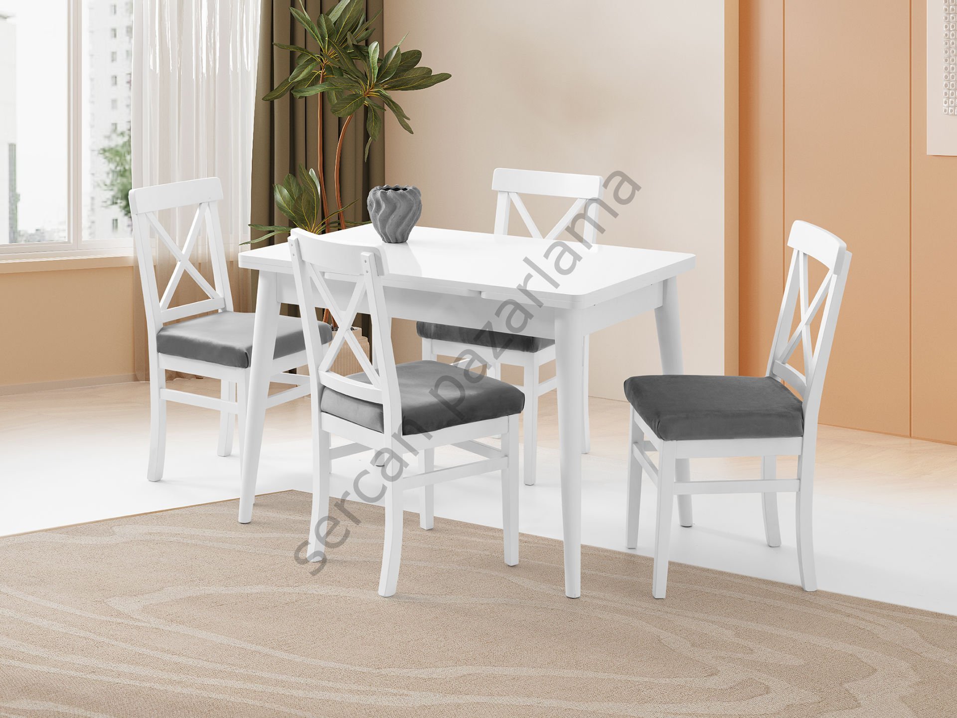 1582-2051 - Ece Masa Sandalye Takımı - Beyaz