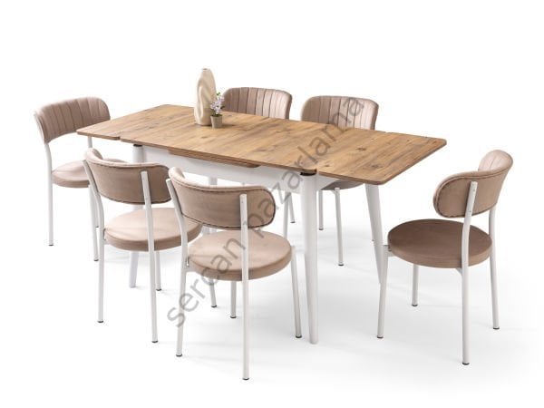 1584-2382 - Ece Masa Sandalye Takımı - Çam/Beyaz