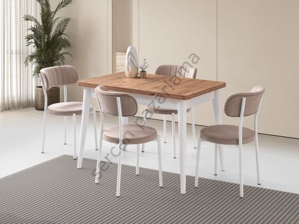 1584-2382 - Ece Masa Sandalye Takımı - Çam/Beyaz