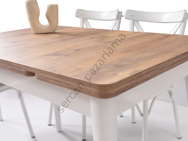 1584-7537-2353 - Ece Masa Sandalye Takımı - Çam/Beyaz