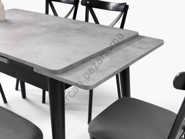 1585-7535-2352 - Ece Masa Sandalye Takımı - Gri/Siyah