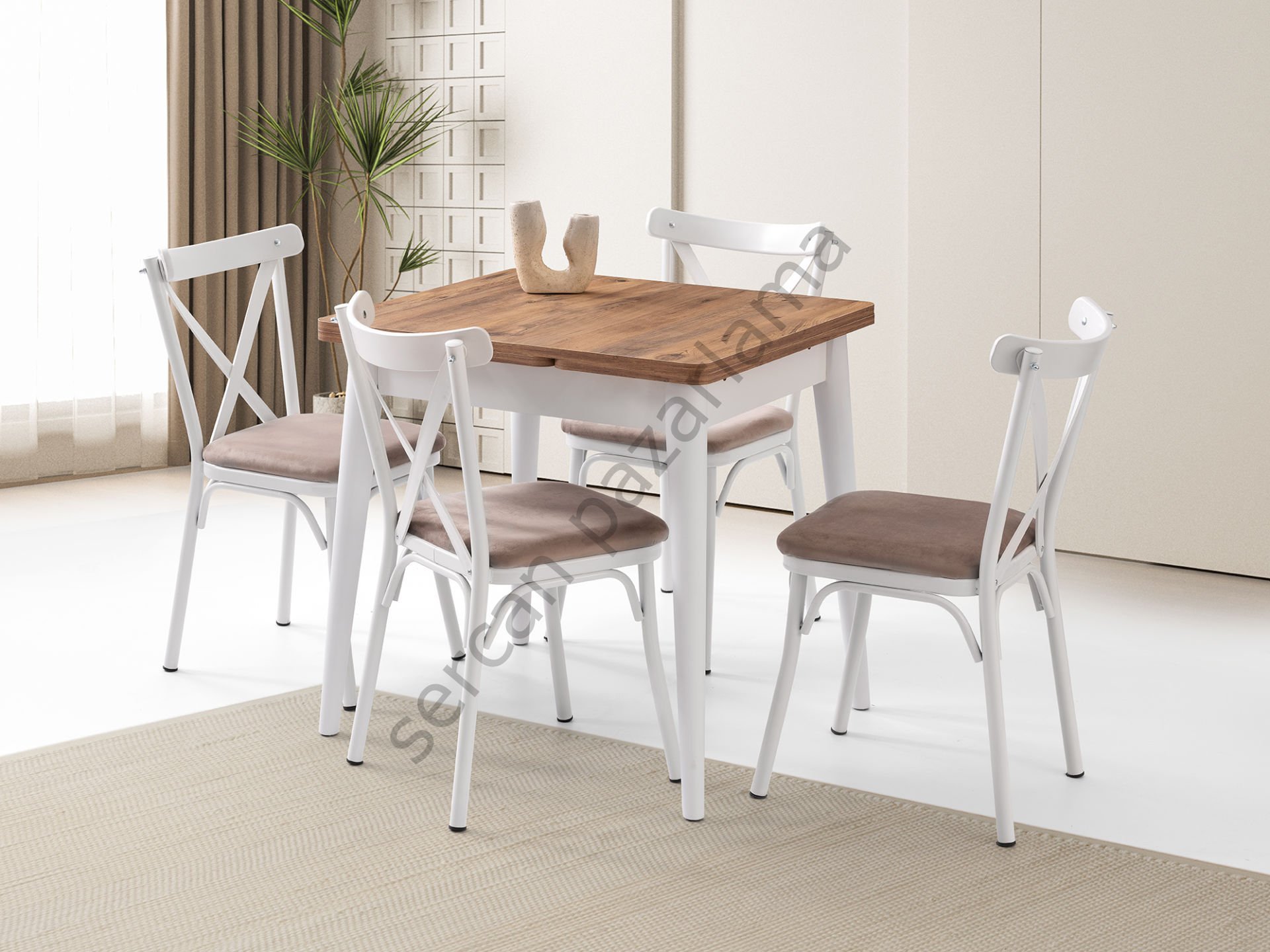 1574-2353 - Rüzgar Masa Sandalye Takımı - Çam/Beyaz