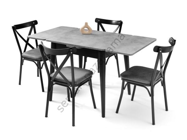 1575-2352 - Rüzgar Masa Sandalye Takımı - Gri/Siyah