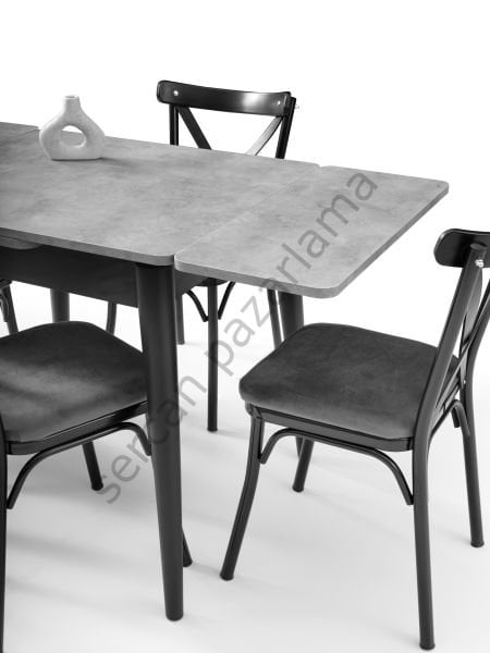 1575-2352 - Rüzgar Masa Sandalye Takımı - Gri/Siyah