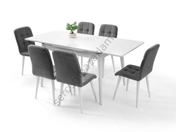 1592-2145 - Burgaz Masa Sandalye Takımı - Beyaz