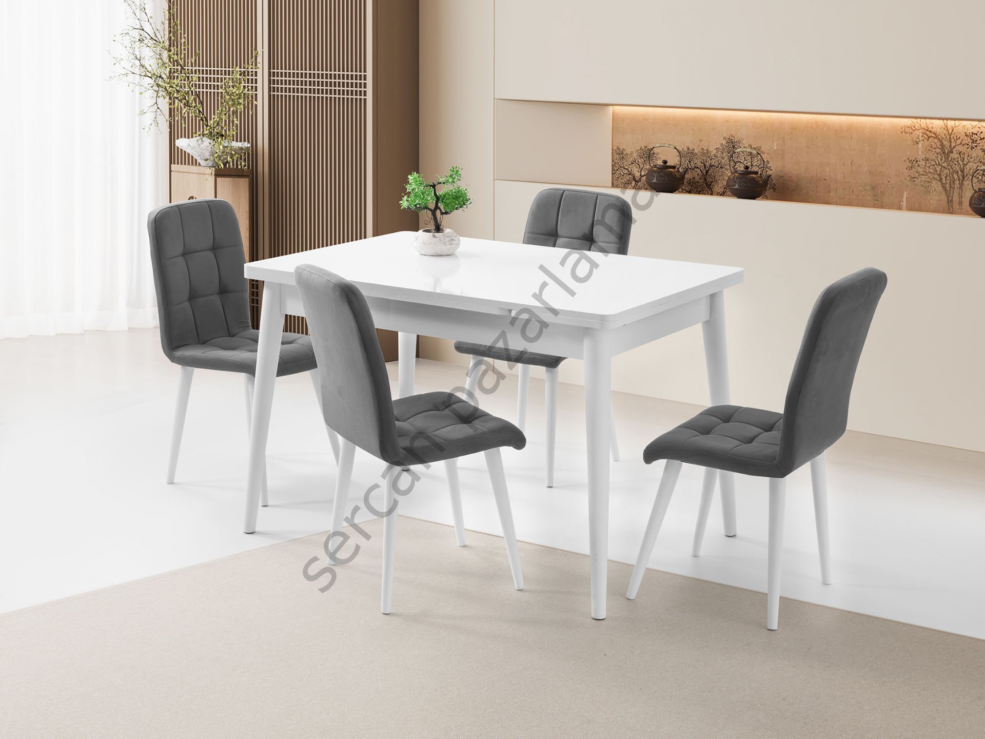 1592-2145 - Burgaz Masa Sandalye Takımı - Beyaz