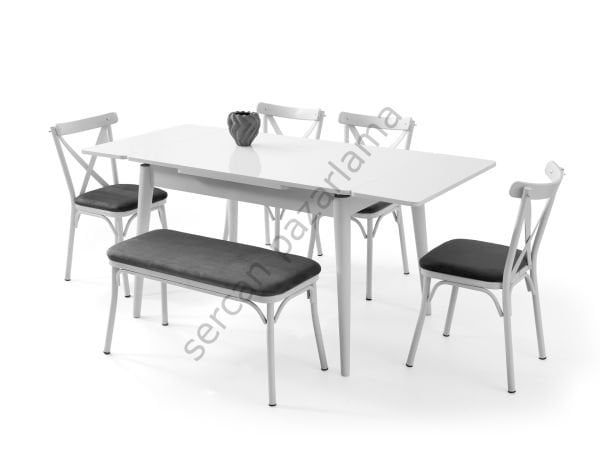 1592-7536-2351 - Burgaz Masa Sandalye Takımı - Beyaz