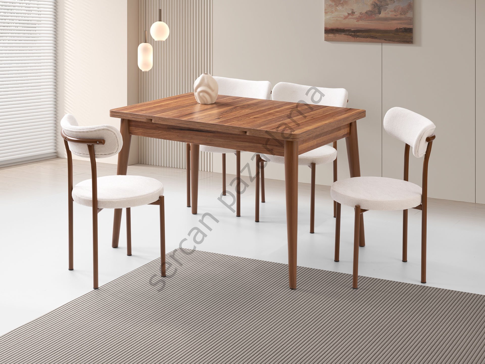 1593-2326 - Burgaz Masa Sandalye Takımı - Ceviz