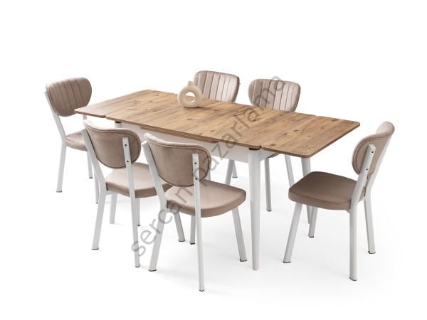 1594-2318 - Burgaz Masa Sandalye Takımı - Çam/Beyaz