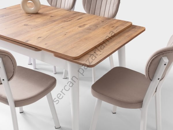 1594-2318 - Burgaz Masa Sandalye Takımı - Çam/Beyaz