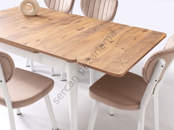 1594-2318 - Burgaz Masa Sandalye Takımı - Çam/Beyaz