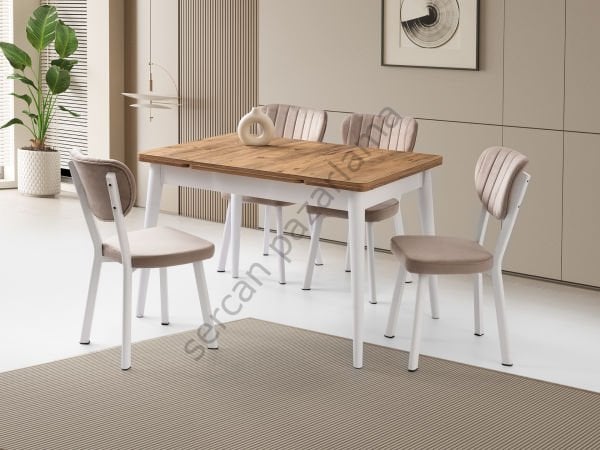 1594-2318 - Burgaz Masa Sandalye Takımı - Çam/Beyaz