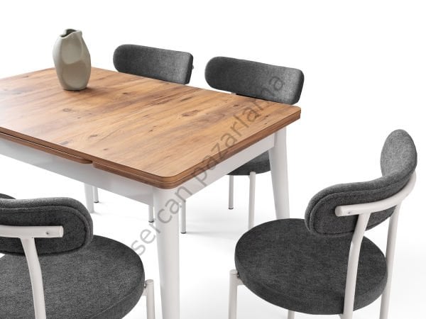 1594-2321 - Burgaz Masa Sandalye Takımı - Çam/Beyaz