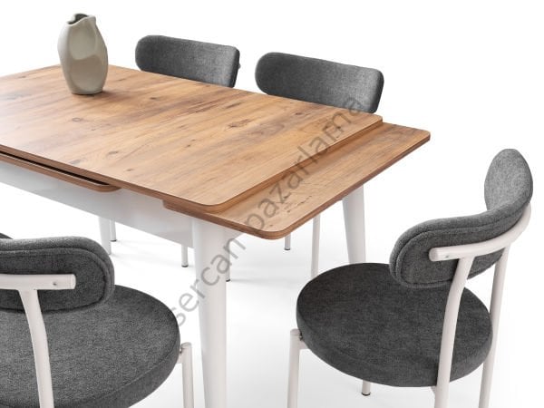 1594-2321 - Burgaz Masa Sandalye Takımı - Çam/Beyaz