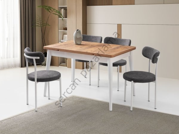 1594-2321 - Burgaz Masa Sandalye Takımı - Çam/Beyaz