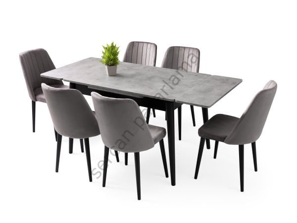 1595-7345 - Burgaz Masa Sandalye Takımı - Gri/Siyah