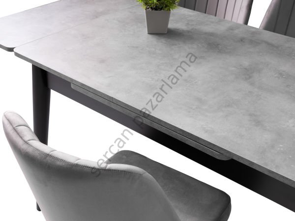 1595-7345 - Burgaz Masa Sandalye Takımı - Gri/Siyah