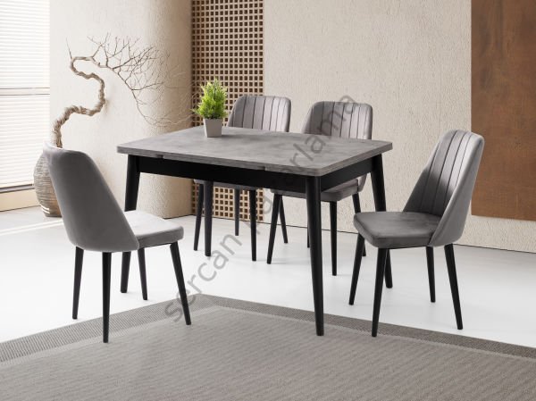 1595-7345 - Burgaz Masa Sandalye Takımı - Gri/Siyah