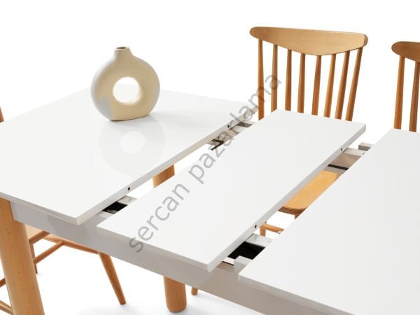 1247-2056 - Ares Masa Sandalye Takımı - Beyaz/Naturel