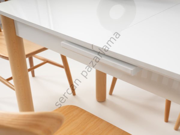 1247-2056 - Ares Masa Sandalye Takımı - Beyaz/Naturel