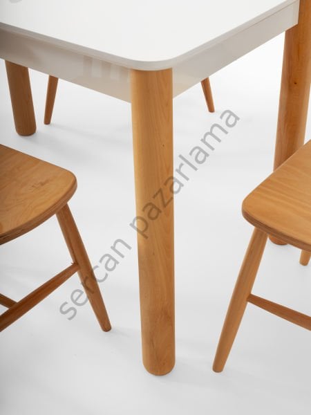 1247-2056 - Ares Masa Sandalye Takımı - Beyaz/Naturel