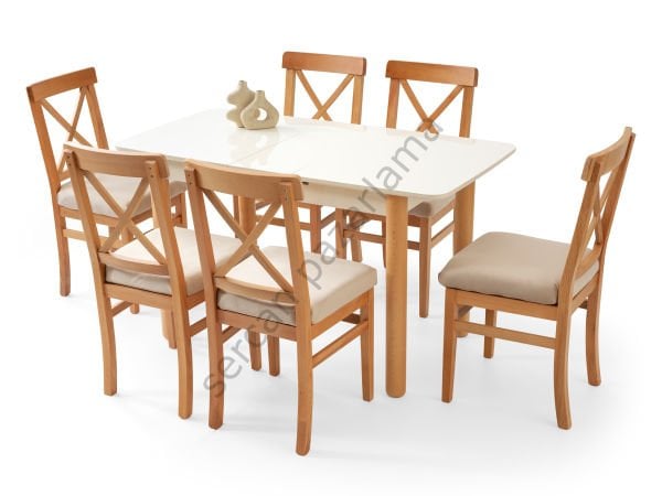 1248-2052 - Ares Masa Sandalye Takımı - Ekru/Naturel