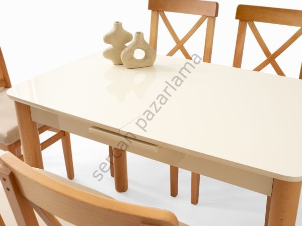 1248-2052 - Ares Masa Sandalye Takımı - Ekru/Naturel