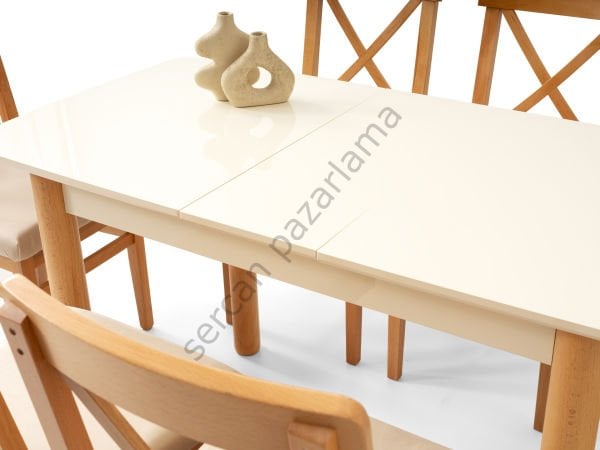 1248-2052 - Ares Masa Sandalye Takımı - Ekru/Naturel