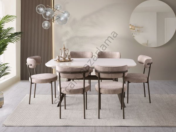 1393-2242 - Prizma Masa Sandalye Takımı - Ekru/Cappucino