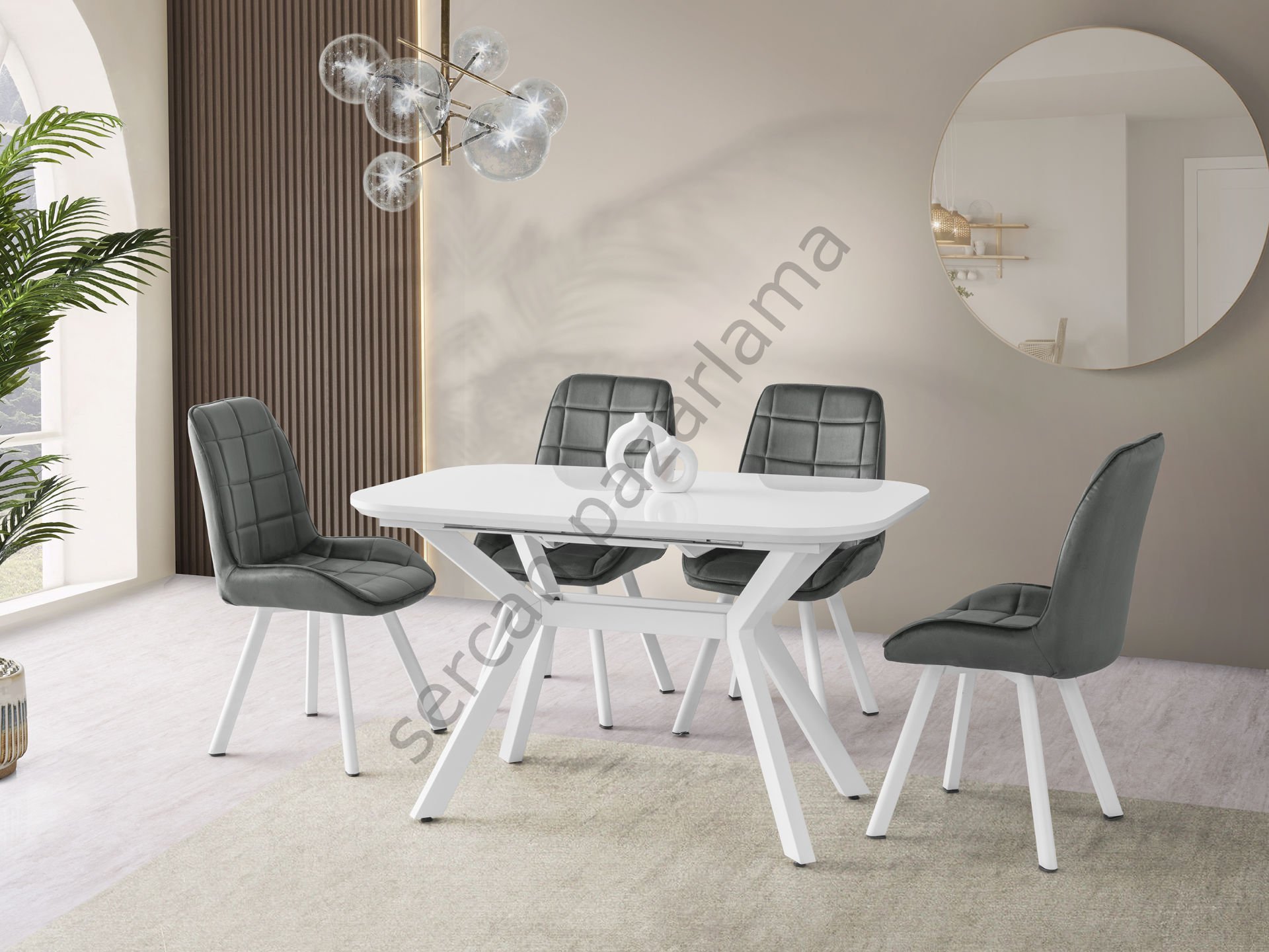 1471-2253 - Roma Masa Sandalye Takımı - Beyaz