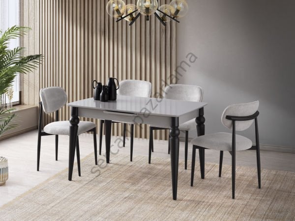 1122-2287 - Trend Masa Sandalye Takımı - Sis Grisi/Siyah