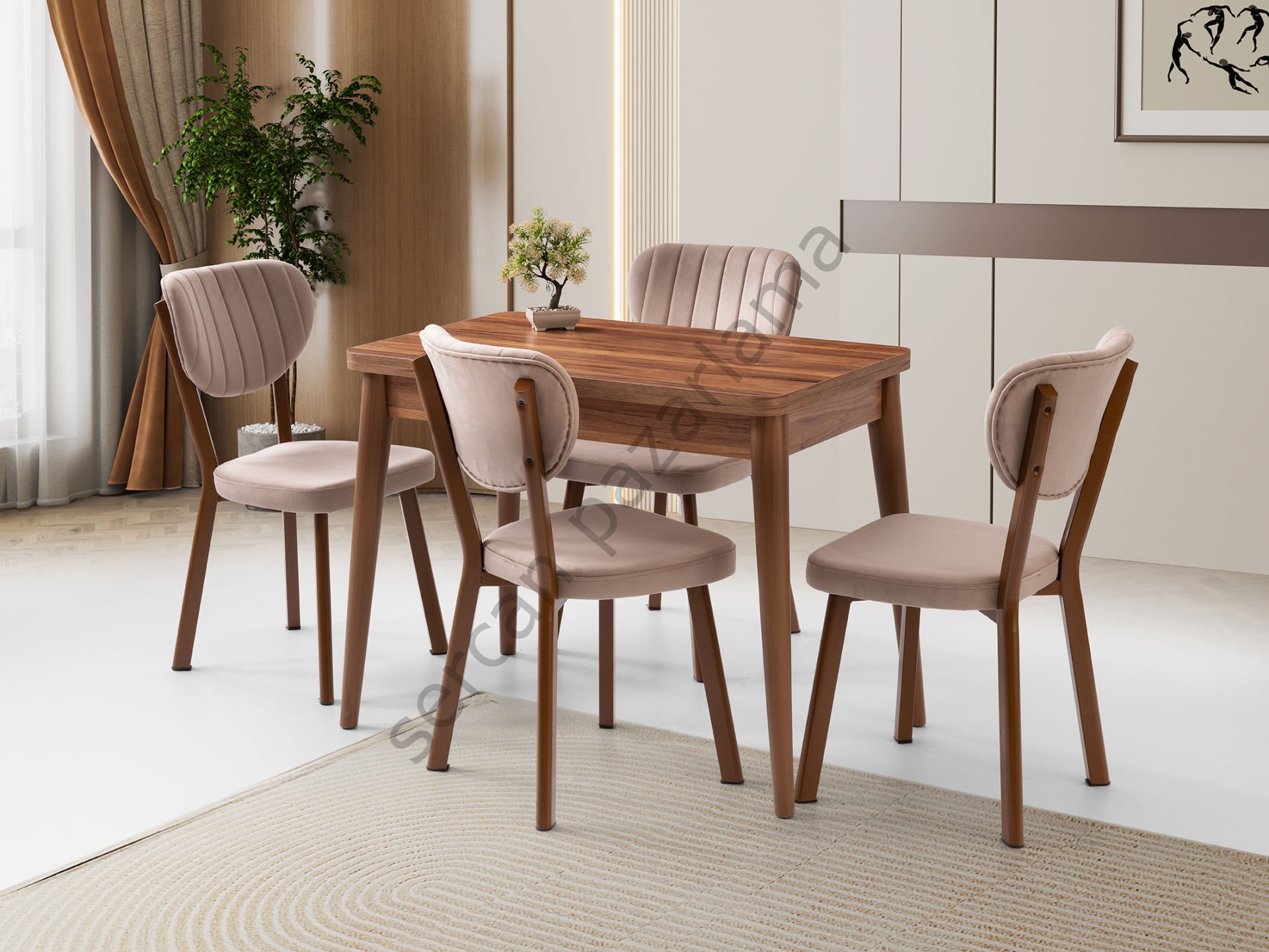 1334-2312 - Rüya Masa Sandalye Takımı - Ceviz